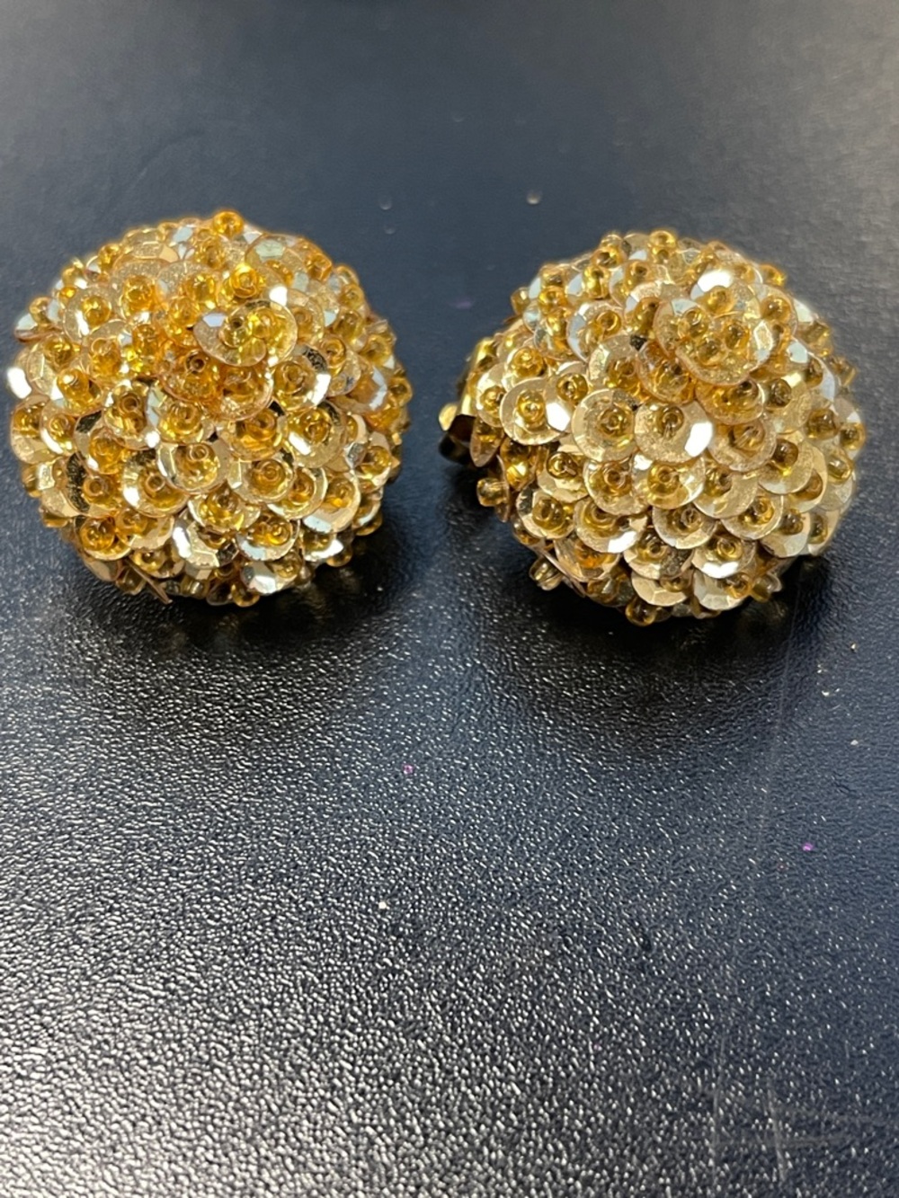 Gold Sequin Cluster Clip-On Earrings - Elegant Women's Jewelry